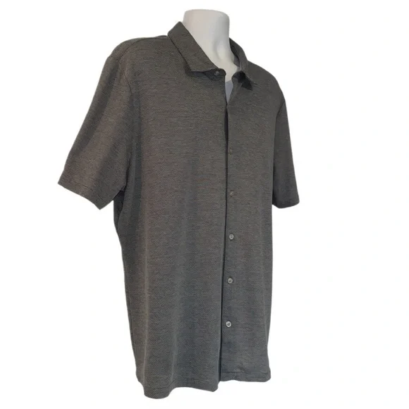 Robert Barakett Robbins Knit Button-Down Shirt Men’s XXL Gray Short Sleeve - Picture 4 of 11